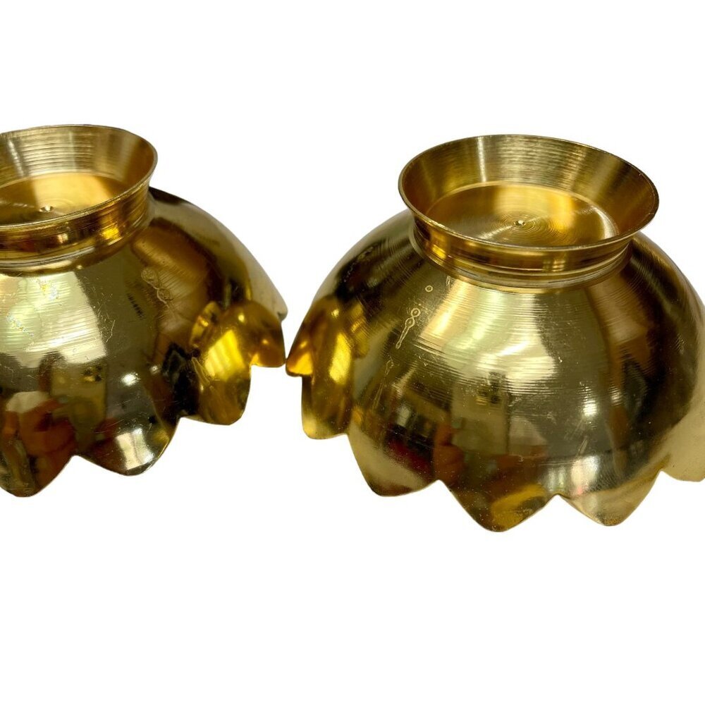Rare Indian 5 Pc Gold and Silver Flashed Metal Sauce Set in Velvet Box Vintage - Picture 11 of 12